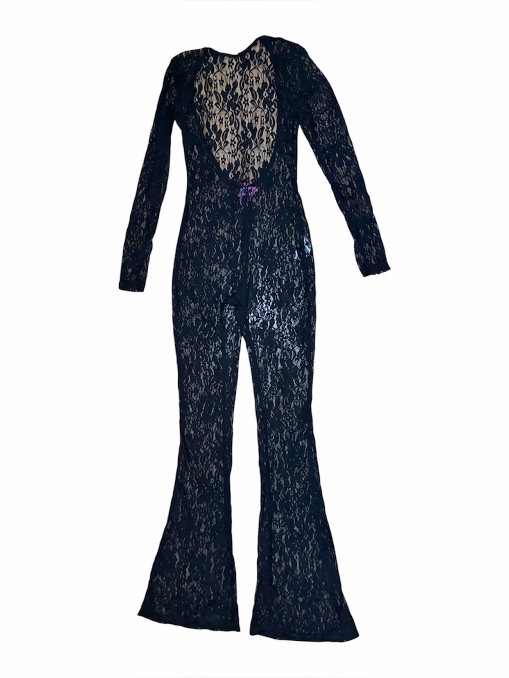 Edikted Let It B Sheer Lace Open Back Jumpsuit Black XS NWT Festival Party - Picture 4 of 6